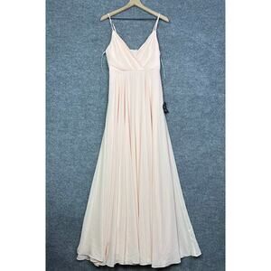 NEW Lulus Size M All About Love Blush‎ Pink Maxi Dress V Neck